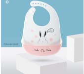 De dibujos animados lindo Baberos para bebé estampados impermeable suave de silicona bebé de alimentación de los animales patrón niños niño niña ajustable niños babero