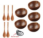 12-15cm  Natural Coconut Bowl set wooden Salad Ramen bowl Coconut Wood Spoon Set coco smoothie Kitchen tableware Coconut bowl