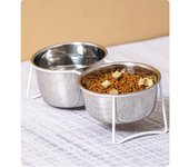 Elevated Cat Bowls, Dog Bowl, Stainless Steel Raised Cat Food Water Bowl Set with Stand Pet Feeding Bowls for Indoor Cats Dogs