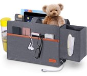 Organizador de Cama Colgante, Bolsa de Cama para Colgar Field más Grueso antideslizante con tapa para niños y niñas, soporte para control remoto, Organizador de almacenamiento Colgante para sofá y Mesita de Noche (Negro)