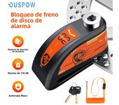 OUSPOW Motorcycle Alarm Disc Brake Lock Security Motor Wheel Disc Padlock Waterproof 110dB Loud Anti Theft Alarm a Motocicleta