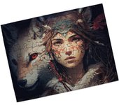 MERCHANDMANIA PUZZLE PEQUEÑO TAMAÑO APROX. A5 DE 48 PIEZAS CON MARCO pelicula isekai princesa guerrera lobo rompecabezas puzle para adulto