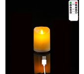 1 or 3 Pieces USB Charge Remote Control LED Decorative Moving Wick Candles,10/12.5/15 cm Rechargeable Dancing Church Candles