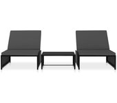 vidaXL Sillas de jardín reclinables con mesa 2 uds ratán PE Marrón y blanco, Negro y blanco, Gris Sillas de Exterior Ideal para jardín, playa, piscina, terraza Tumbona Piscina Tumbonas Playa Tumbonas Jardín Exterior