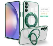 Plating Support Ring Magnetic Transparent Phone Case For Samsung Galaxy A55 A35 A25 A15 A05 S A54 A34 A24 A14 A53 A23 A52 4G 5G