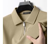Summer New Men's Casual Slim Fit Polo Shirt Flip Collar Breathable Half Zipper Short Sleeve Top Solid Color Comfortable T-shirt
