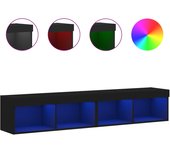 vidaXL Muebles de TV con luces LED 2 uds 80x30x30 cm, Mueble de Salon, Mueble TV, Mueble TV salon, Mesa de TV, Mueble tele