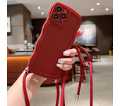 Solid color side wave crossbody strap phone case suitable For iPhone 16 15 14 13 12 11 Pro Max XS XR protective case
