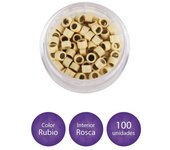 EUROSTIL Anillas de aluminio con rosca interior para extensiones rubio (100 anillas) EUROSTIL