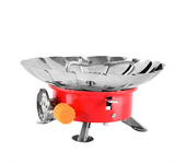 Windproof Camping Gas Stove with Piezo Ignition and Adjustable Valve, Portable Camping Gas Stove