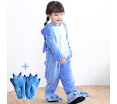 Disney Lilo & Stitch One-Piece Pajamas Adult Children Cartoon Plush Kigurumi Onesies Winter Warm Clothes Bring Shoes 100-180cm