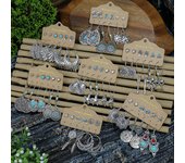Ancient Silver Color Earrings Turquoise Inlaid Ethnic Style Geometric Circular Bows Sunflowers Starfish Gifts Party