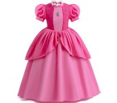 Girls Princess Dress for Cinderella Rapunzel Belle Halloween Costume Little Mermaid Peach Cosplay Dress Kids Birthday Party Gown