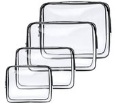 Paquete de 4 bolsas transparentes para lavado y maquillaje, bolsas de viaje impermeables de PVC para la familia, hombres y mujeres (grande, mediana, pequeña, mínima)