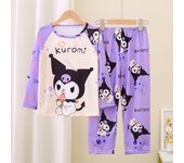 Lovely Kuromi Children Pajama Sets Print Causal Fashion Soft Comfortable Kids Sleep Clothes Set Round Neck Long Sleeved Pants