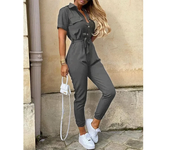 Overalls for Women Casual Lapel Lace-up Print Belt Work Jumpsuit Women One Pieces Bodysuit Women Chic and Elegant Long Jumpsuits