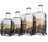 Max Star Juego Maletas de Viaje 4 Piezas MS-1192 Estampado Rigida Giratorias Maleta Cabina Pequeña 48cm - Maleta Cabina 55cm - Maleta Mediana 66cm - Maleta Grande 75cm (Autobus)