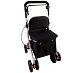 Prim Farma Carro de la Compra con Asiento para Paseo Negro - Función Andador - Plegable