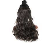 Invisible Wire Synthetic wig Hair Extensions with  No Slip Wavy Long Curly Hairpiece Adjustable Transparent Headband for Women