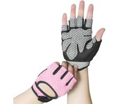 Guantes de gimnasio antideslizantes para levantamiento de pesas, para hombres y mujeres, para entrenamiento, fitness, levantamiento de pesas, culturismo, ciclismo, color rosa, talla S