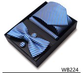 Solid Color Holiday Gift Tie Handkerchief Pocket Squares Cufflink Set Necktie Box Dark Blue Man Fit Formal Party Easter Day