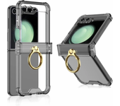 For Samsung Galaxy Z Flip 6 5 4 3 Case Colorful Transparent Fold Hingle Ring Bracket Four Corner Shockproof Protection Back Case