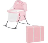 Kinderkraft LOVI Cuna bebé con colchón 3 en 1, Cuna mecedora, Cuna de viaje, Plegable en 5 segundos, Mosquitera, 2 juguetes y Bolsa de viaje incluye, Capota profunda