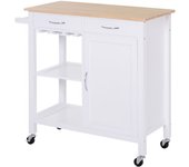 HOMCOM Carro de Cocina Carrito de Servir Multiusos Estantería Carrito Auxiliar con Ruedas para Baño Dormitorio con Estante Cajón Armario 89x40x84cm