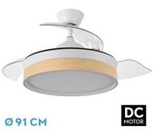 FABRILAMP Ventilador DC Iglu Blanco/Haya 72W 3 Aspas Desplegables - Estilo y Funcionalidad