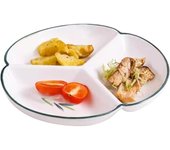 Plato llano para pasta, fruta y ensalada, plato dividido para dieta bariátrica, apto para microondas y lavavajillas, vajilla de porcelana (C, 8 pulgadas)