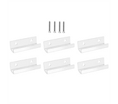 Vinyl Record Shelf Wall Mount 6 Pack, 4 INCH Clear Acrylic Album Record Holder Display Floating for Bathroom, Bedroom