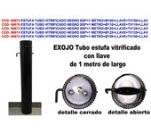 Estufa tubo vitrificado negro 850º 1 metro ø150+llave tv150+llav
