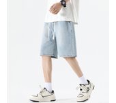 Summer Men Popular Daily Simple Shorts Male Classic Knee Lenght Denim Short Pants Comfortable Elastic Waist Casual Short Jeans