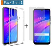 Tumundosmartphone Pack 2 en 1 para Xiaomi Redmi 7 - Funda Gel Transparente + Protector Cristal Templado
