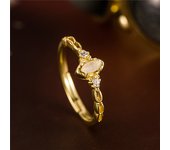 Real S925 sterling silver 18k gold plating Natural crystal open ring for women Light luxury Suitable for daily wear Fine jewelry