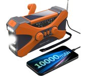 【10000mAh】 Radio de emergencia solar de manivela, radio meteorológica NOAA de múltiples fuentes de alimentación,linterna, lámpara de lectura, cargador de teléfono móvil, alarma SOS, radio AM/FM/WB portátil con conector para auriculares (verde)