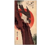 Panel decorativo del museo, listo para colgar. Hiroshige Utagawa - Falcon en un pino con sol naciente-Cm 50x100