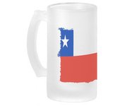 MERCHANDMANIA JARRA CERVEZA CRISTAL bandera chile pais gobierno chileno sudamerica esmerilada esmerilado 500ml