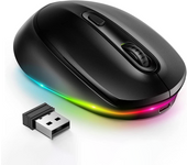 BOW Purple Wireless Mouse Rechargeable Mouse for Laptop Small Cordless Mice  Quiet Click LED Rainbow Lights for Computer