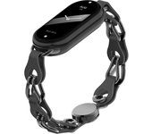 Suitable for Xiaomi band 9 8 nfc strap, hollowed leather chain leather, metal magnetic snap personality miband replacement strap
