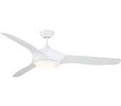 HOMCOM Ventilador de Techo con Luz LED Motor Diámetro 132 cm Mando a Distancia 3 Aspas Reversibles 6 Velocidades y Temporizador Silencioso para Dormitorio Salón Comedor Blanco