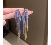 Geometric Long Tassel Crystal Drop Earrings for Women 2023 Silver Gold Color Rhinestone Earring Party Wedding Jewelry
