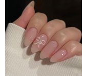 24 uñas postizas Cortas-Uñas postizas Francesas Rosas a presión - Cobertura total - Uñas postizas Blanca