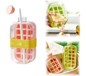 Cubiteras para congelador, 2 en 1, con tapa y recipiente, bandeja vertical con tapa para congelador, fácil de liberar (verde, 800 ml + 18 rejillas)