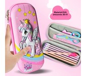 3D Astronaut Unicorn 2Pcs Children Pencil Case EVA Large Capacity Waterproof Light Pencil Box for Student School Stationery Bag