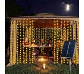 600LED Solar Curtain Fairy Lights Outdoor Copper Wire Party Garden Yard Garland Christmas Wedding Decoration