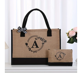 Letter Garland Linen Large Capacity Canvas Tote Bag Shopping Bag Tote Bag Duffle Bag for Wedding, Birthday Beach Vacation