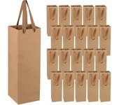 Bolsa de Vino,Paquete de 20 Bolsas de Papel para Vino,Embalaje Bolsos de Botella Vino con Asas para Bodas o Fiestas