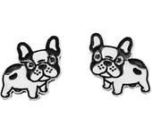 Inmaculada Romero Pendientes Plata Ley 925m Perrito Bulldog Liso 8mm Mujer