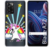 Funda Silicona Transparente para ZTE Blade A72 diseño Unicornio Dibujos